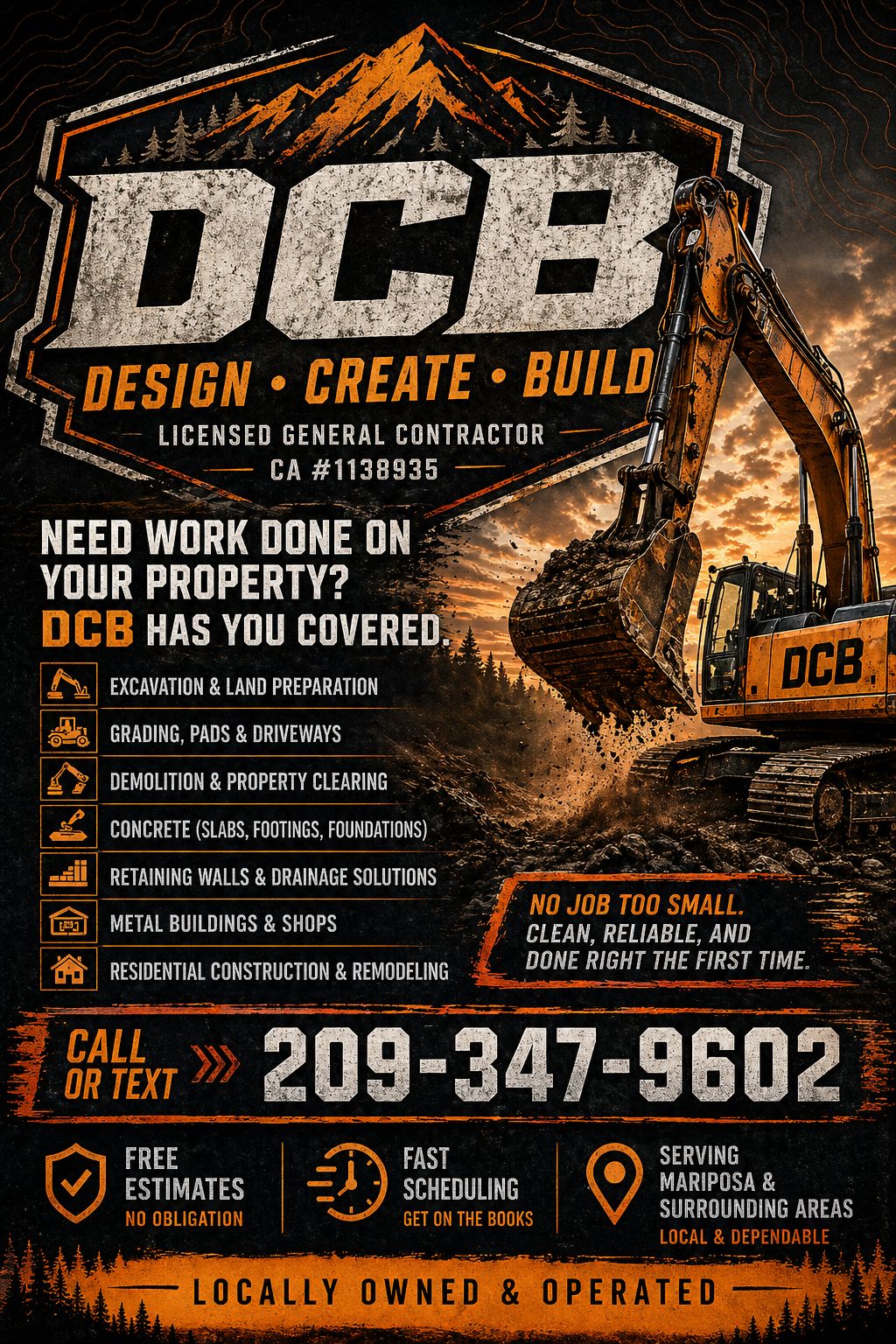 DCB Design Create Build licensed general contractor Mariposa CA