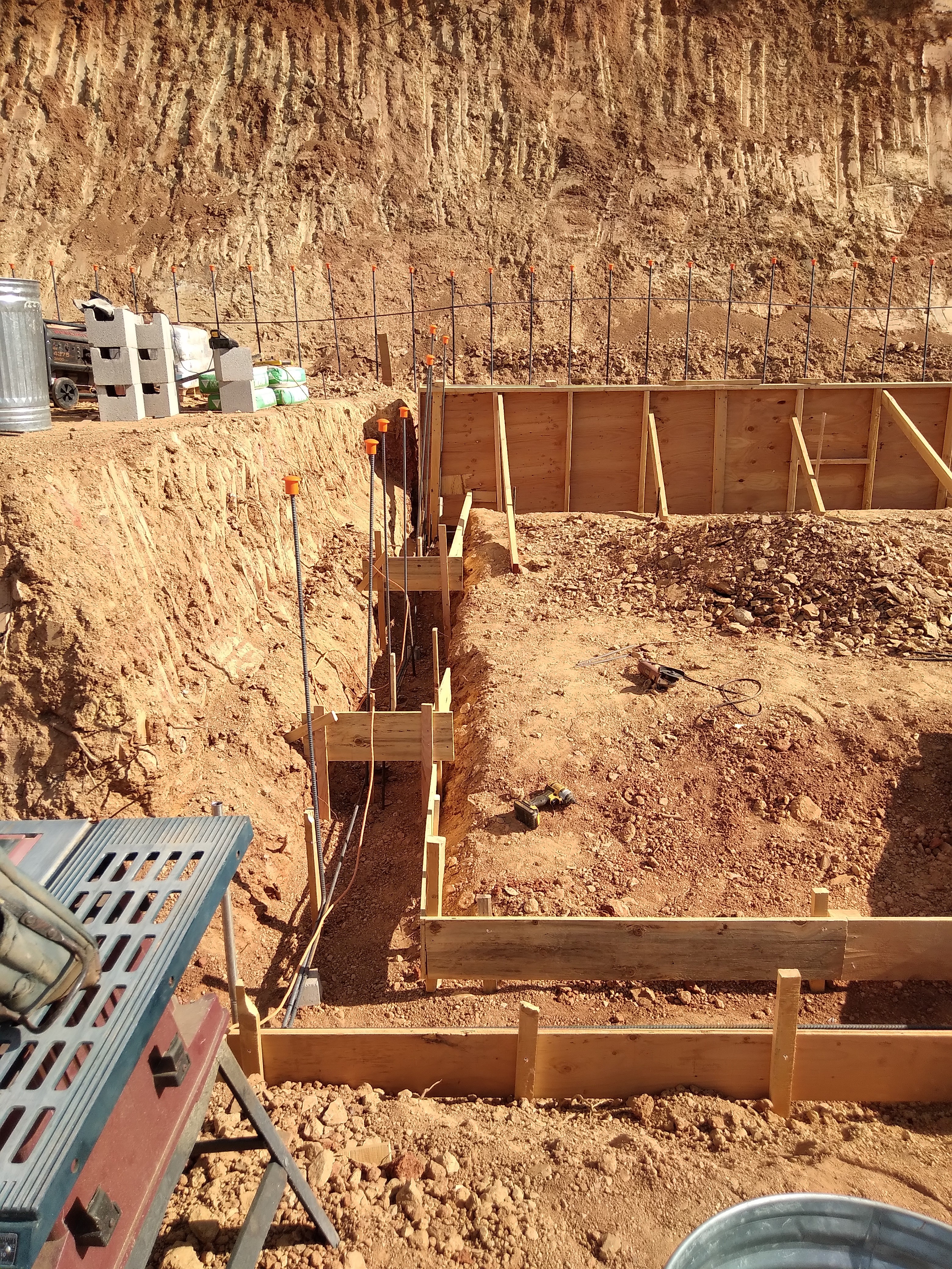 Foundation footings and formwork for new construction