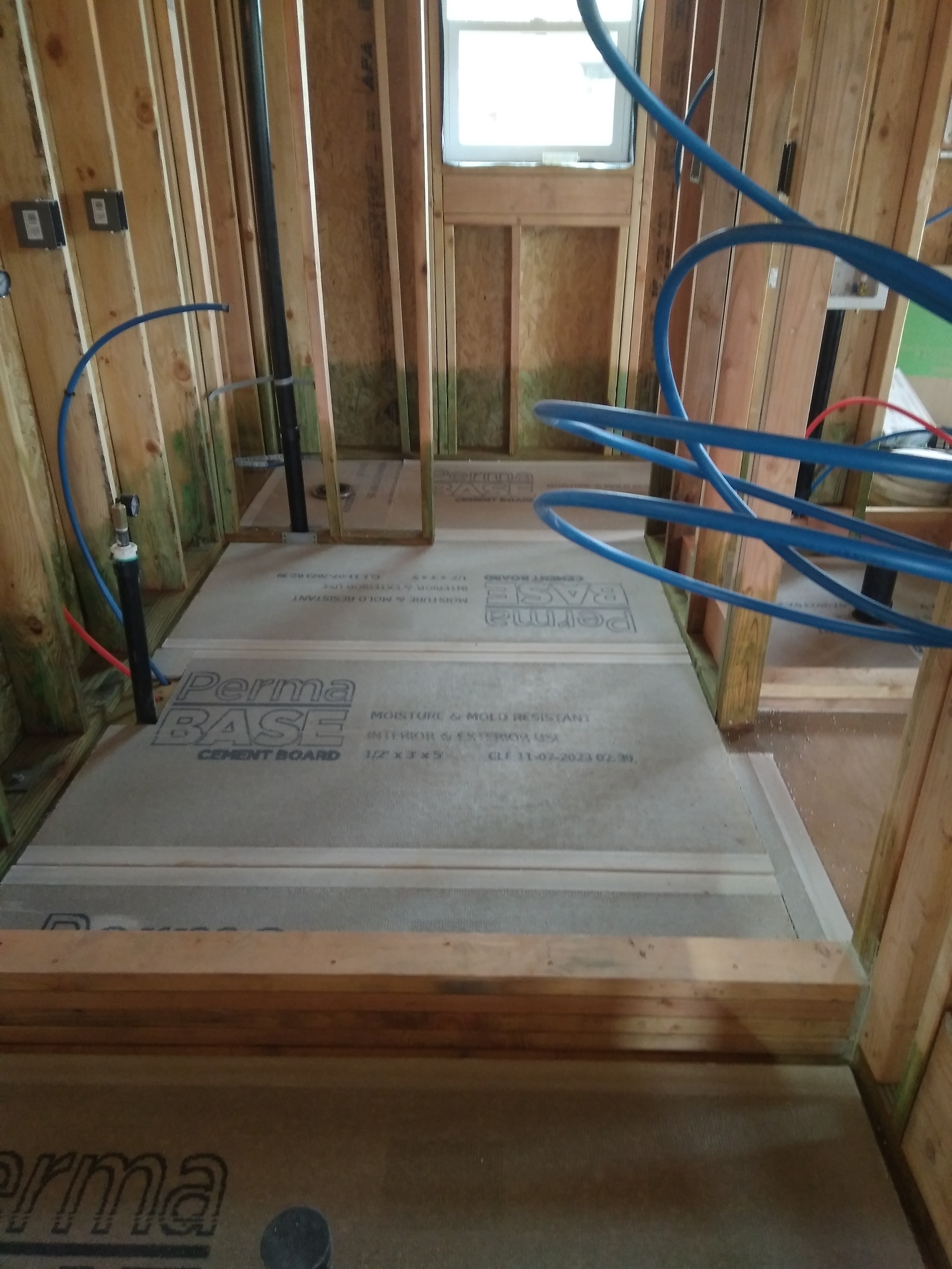 Shower construction framing and plumbing rough in Mariposa CA by DCB Design Create Build